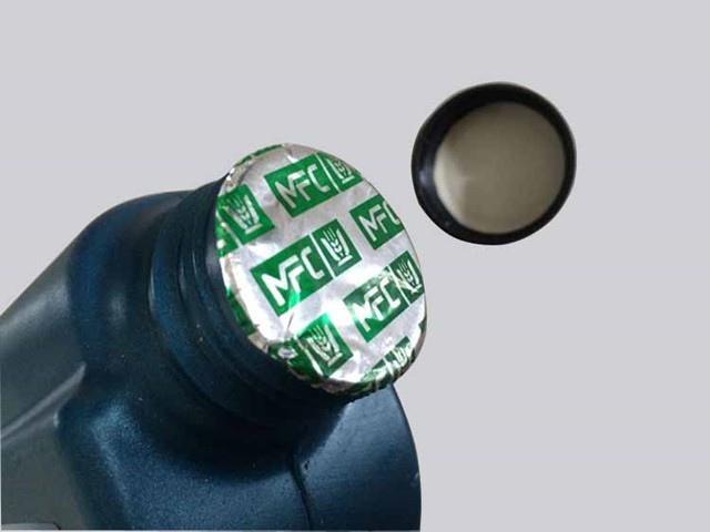 Aluminum foil induction seal liner for PET/HDPE lubricant oil bottle